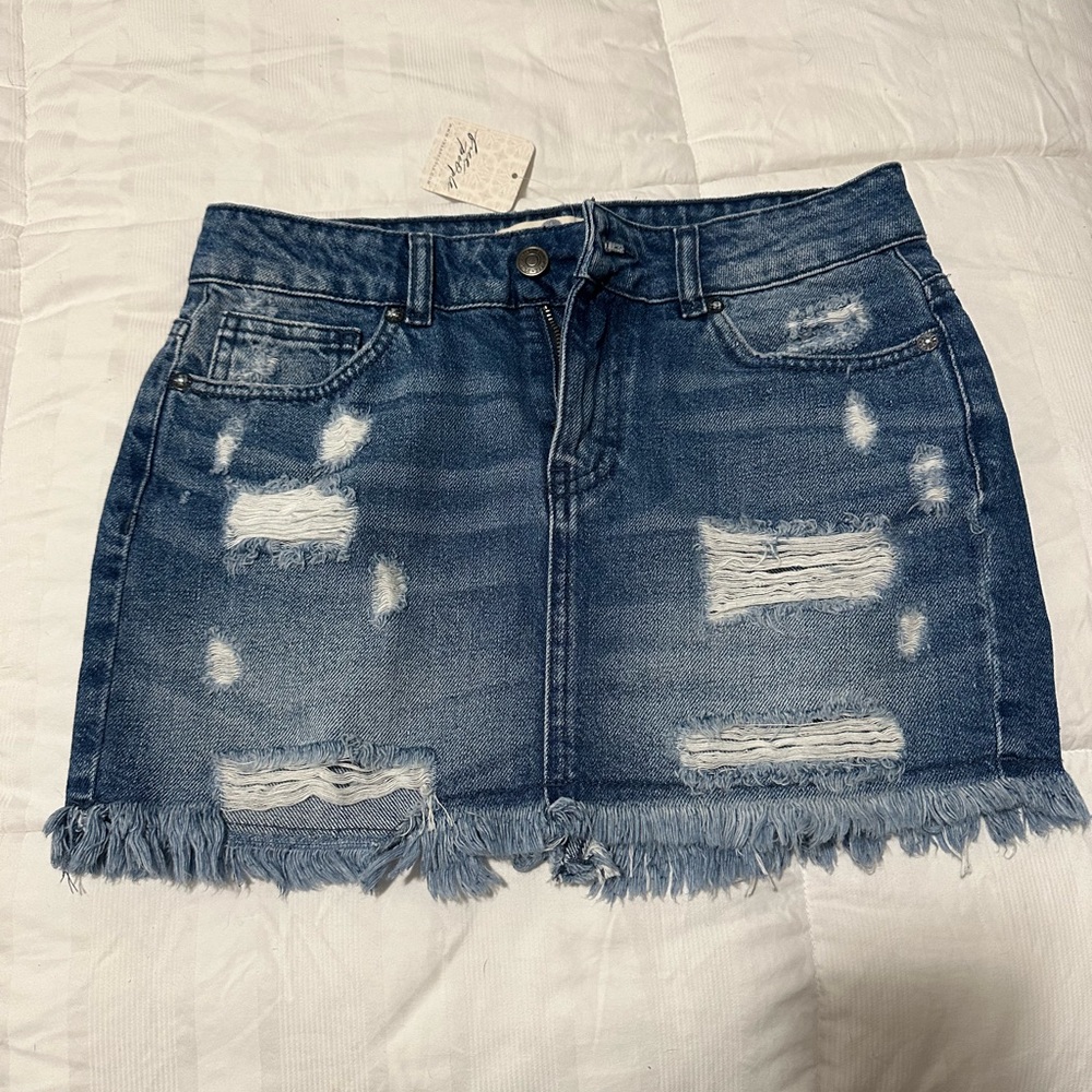 NWT Free People Jean mini skirt